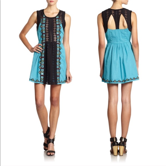 Free People Dresses & Skirts - Free People | Water Lily Teal & Black Dress 4